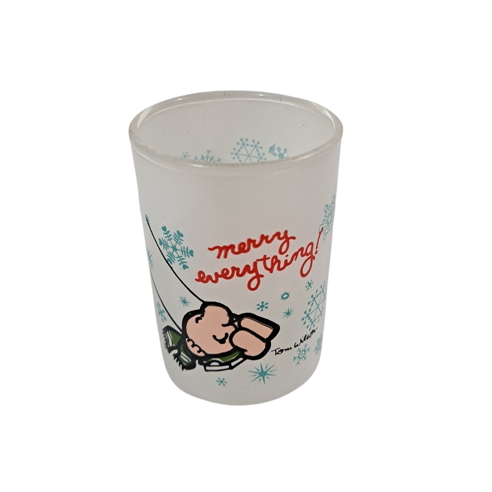 Vintage Ziggy Votive Candle Holder Frosted Glass Holiday Theme Tom Wilson